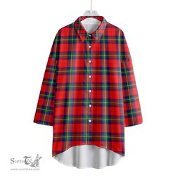 ScotsTee Shop Scottish Ruthven Modern Clan Tartan Womens Elbow Sleeve Chiffon Shirt