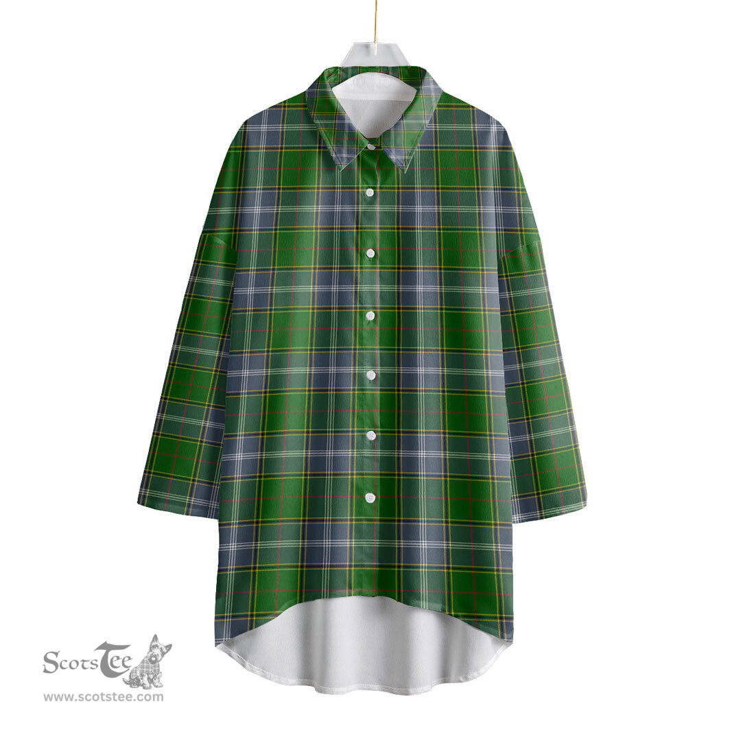 ScotsTee Shop Scottish Pringle Clan Tartan Womens Elbow Sleeve Chiffon Shirt