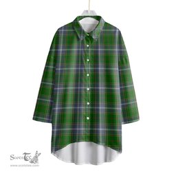 ScotsTee Shop Scottish Pringle Clan Tartan Womens Elbow Sleeve Chiffon Shirt