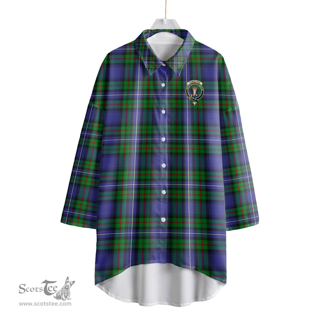 ScotsTee Shop Scottish Robertson Hunting Modern Clan Crest Tartan Womens Elbow Sleeve Chiffon Shirt
