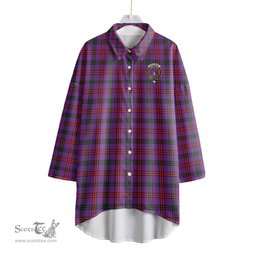 ScotsTee Shop Scottish Montgomery Modern Clan Crest Tartan Womens Elbow Sleeve Chiffon Shirt