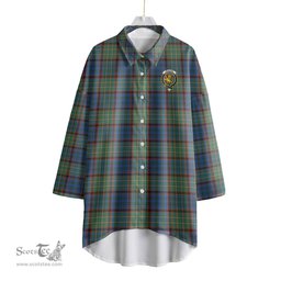 ScotsTee Shop Scottish Nicolson Hunting Ancient Clan Crest Tartan Womens Elbow Sleeve Chiffon Shirt