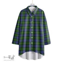 ScotsTee Shop Scottish Paterson Clan Tartan Womens Elbow Sleeve Chiffon Shirt