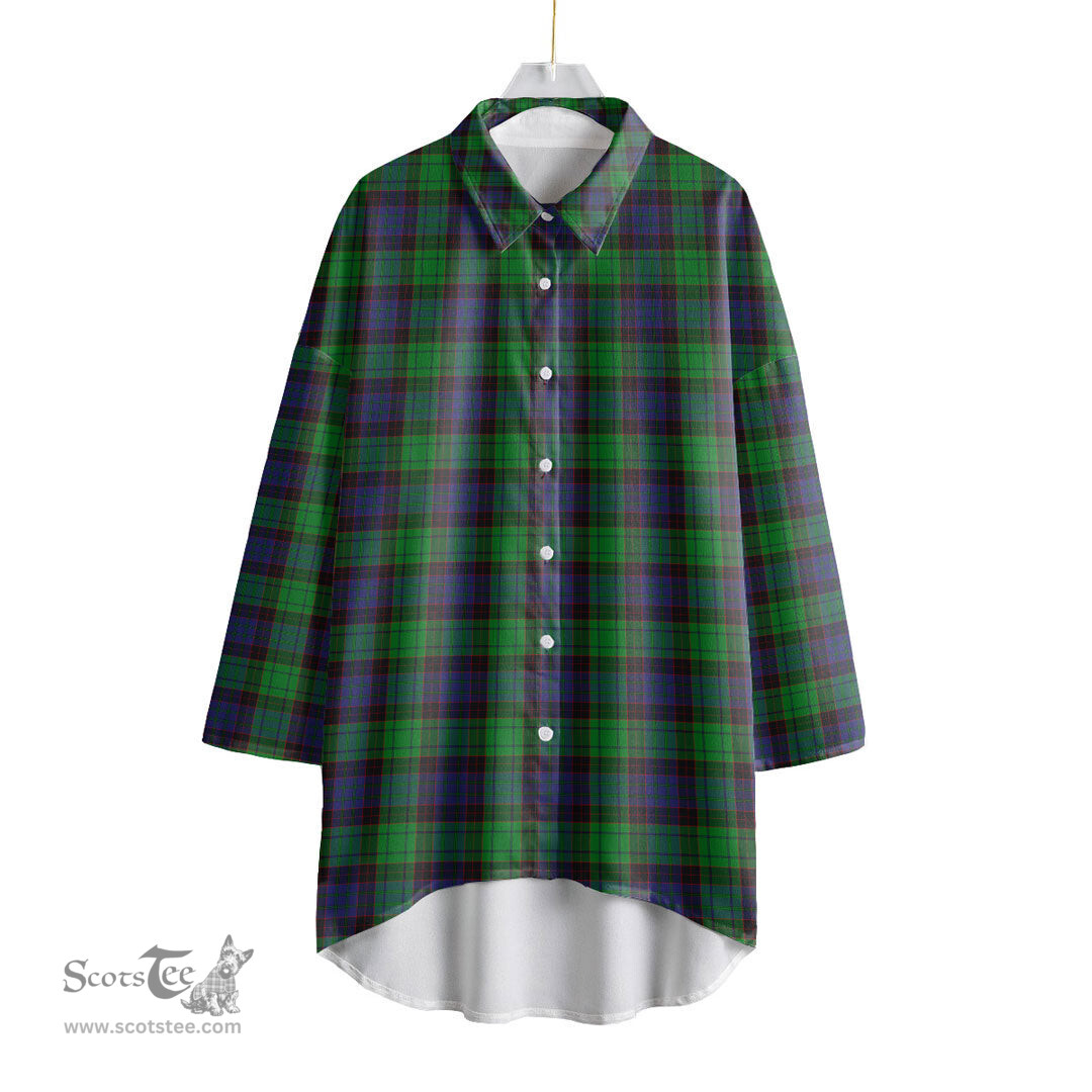 ScotsTee Shop Scottish Stewart Old Modern Clan Tartan Womens Elbow Sleeve Chiffon Shirt