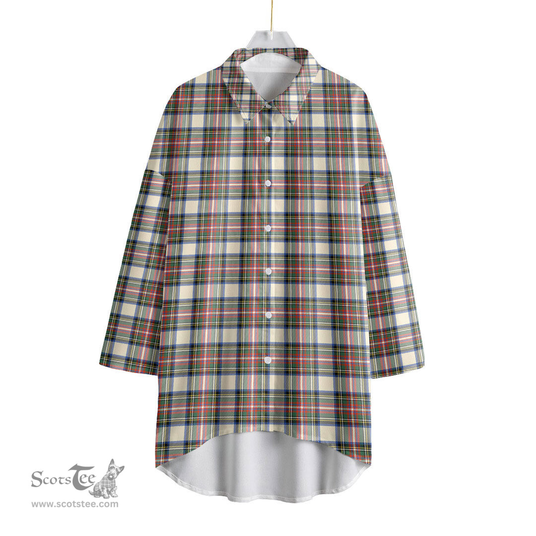 ScotsTee Shop Scottish Stewart Dress Ancient Clan Tartan Womens Elbow Sleeve Chiffon Shirt