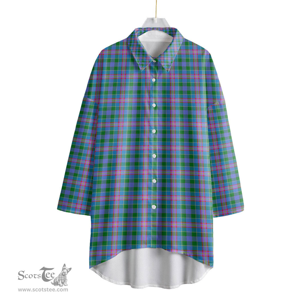 ScotsTee Shop Scottish Ralston Clan Tartan Womens Elbow Sleeve Chiffon Shirt