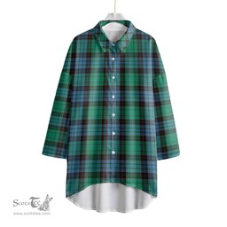 ScotsTee Shop Scottish Stewart Old Ancient Clan Tartan Womens Elbow Sleeve Chiffon Shirt