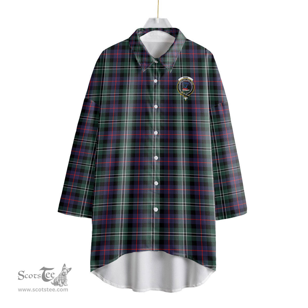 ScotsTee Shop Scottish Rose Hunting Modern Clan Crest Tartan Womens Elbow Sleeve Chiffon Shirt