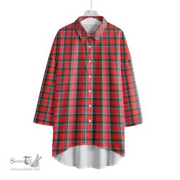 ScotsTee Shop Scottish Sinclair Modern Clan Tartan Womens Elbow Sleeve Chiffon Shirt