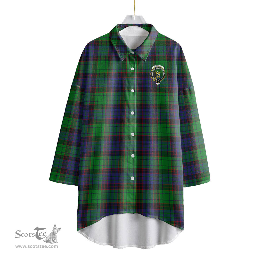 ScotsTee Shop Scottish Stewart Old Modern Clan Crest Tartan Womens Elbow Sleeve Chiffon Shirt