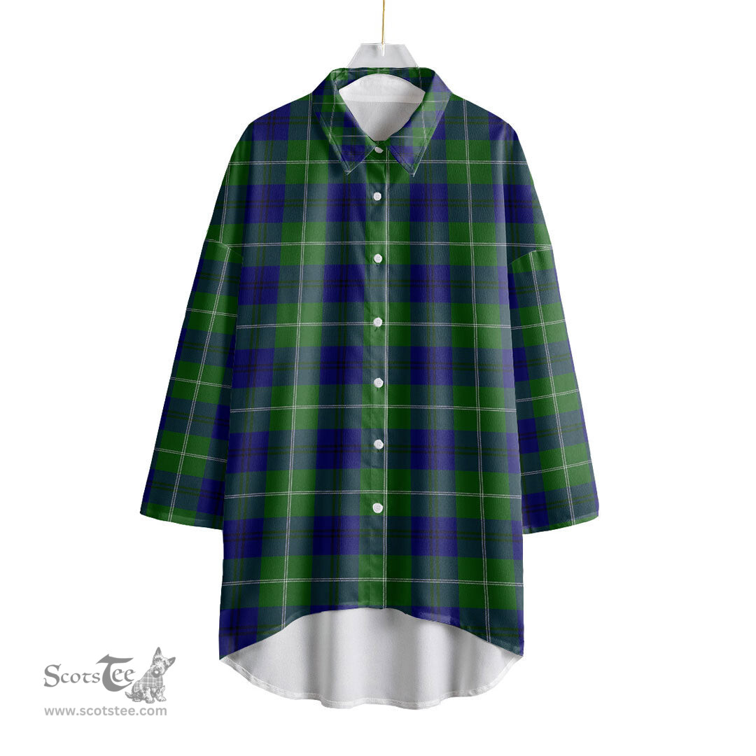 ScotsTee Shop Scottish Oliphant Modern Clan Tartan Womens Elbow Sleeve Chiffon Shirt