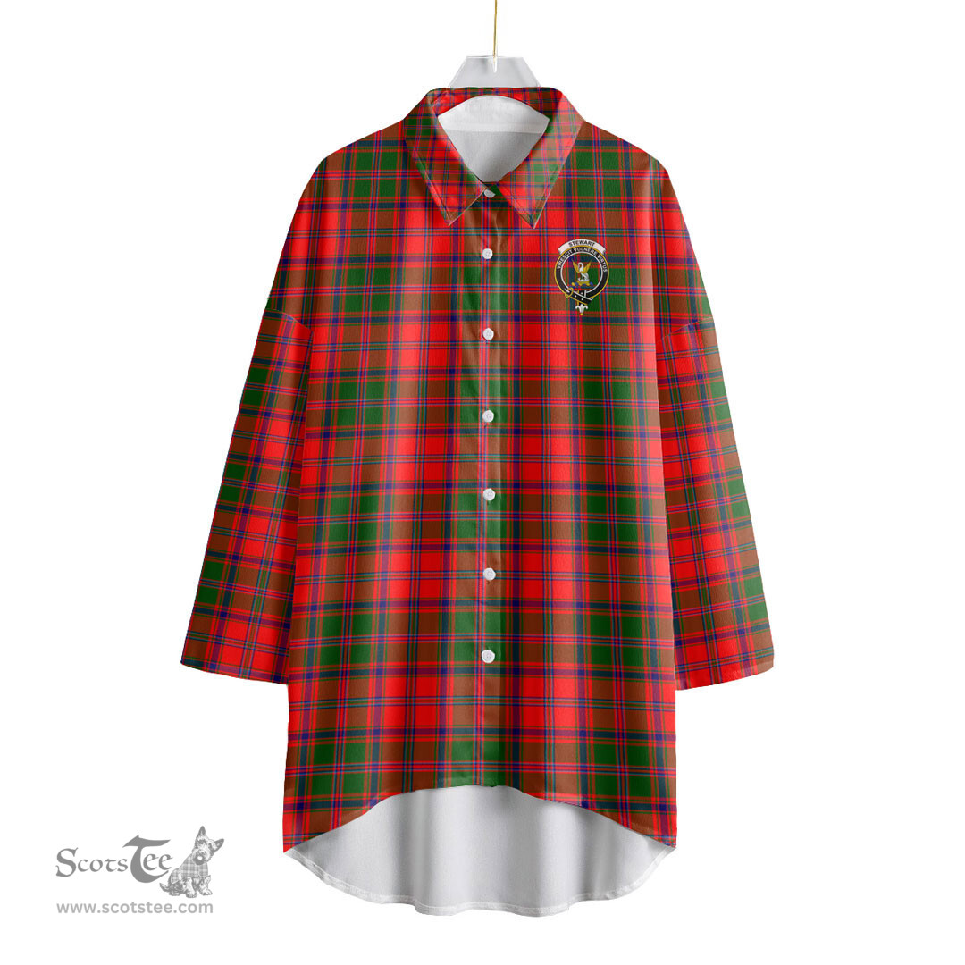 ScotsTee Shop Scottish Stewart of Appin Modern Clan Crest Tartan Womens Elbow Sleeve Chiffon Shirt