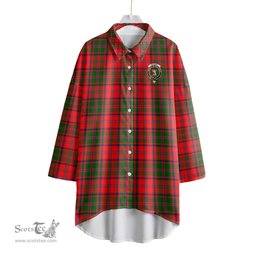 ScotsTee Shop Scottish Stewart of Appin Modern Clan Crest Tartan Womens Elbow Sleeve Chiffon Shirt