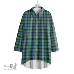 ScotsTee Shop Scottish Mouat Clan Tartan Womens Elbow Sleeve Chiffon Shirt