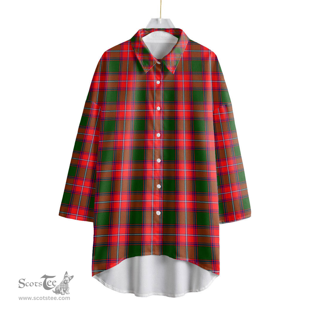 ScotsTee Shop Scottish Rattray Modern Clan Tartan Womens Elbow Sleeve Chiffon Shirt