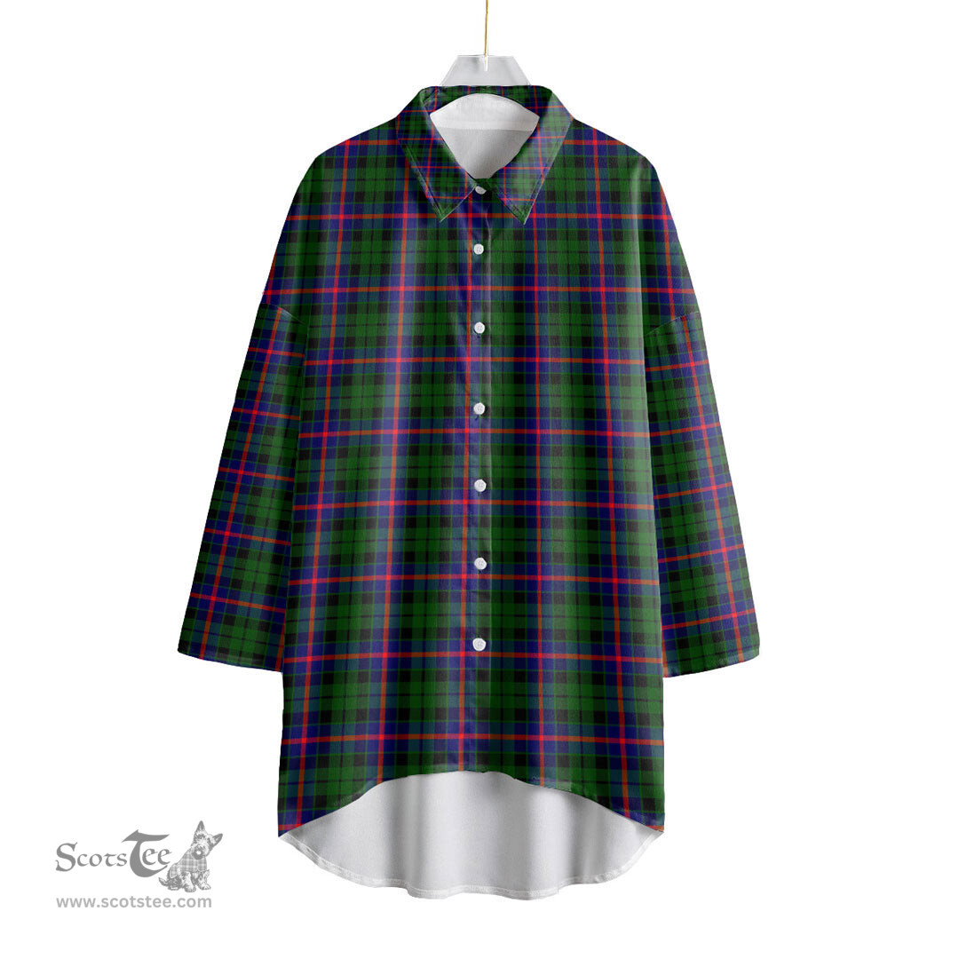 ScotsTee Shop Scottish Morrison Modern Clan Tartan Womens Elbow Sleeve Chiffon Shirt