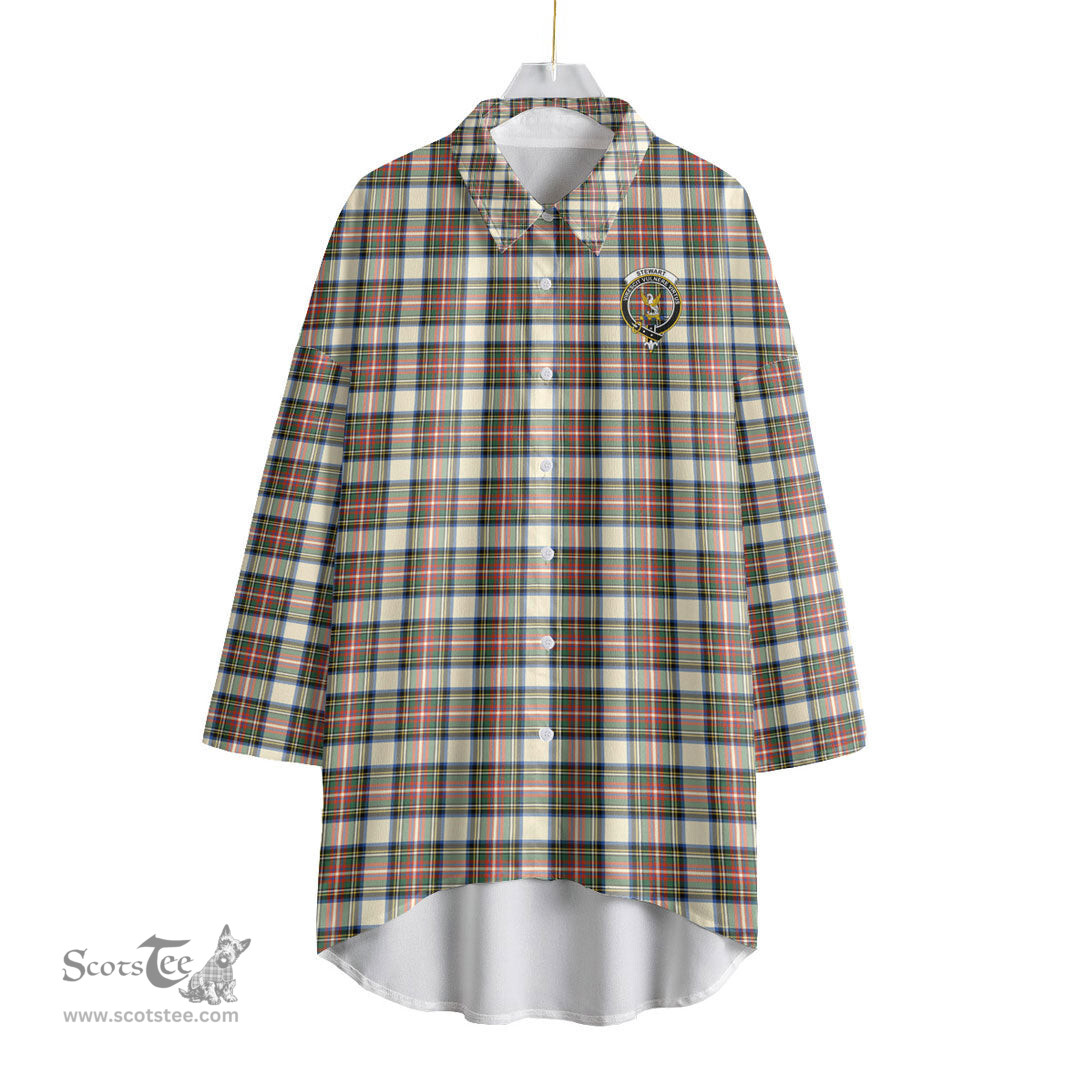 ScotsTee Shop Scottish Stewart Dress Ancient Clan Crest Tartan Womens Elbow Sleeve Chiffon Shirt