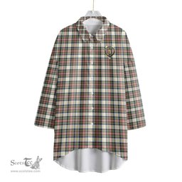 ScotsTee Shop Scottish Stewart Dress Ancient Clan Crest Tartan Womens Elbow Sleeve Chiffon Shirt