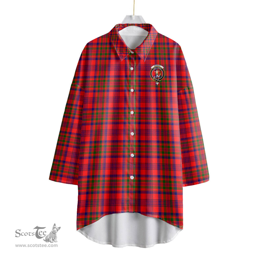 ScotsTee Shop Scottish Murray of Tulloch Modern Clan Crest Tartan Womens Elbow Sleeve Chiffon Shirt
