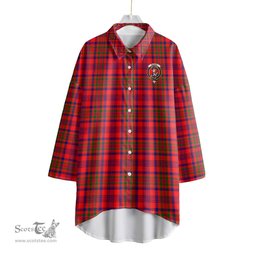 ScotsTee Shop Scottish Murray of Tulloch Modern Clan Crest Tartan Womens Elbow Sleeve Chiffon Shirt