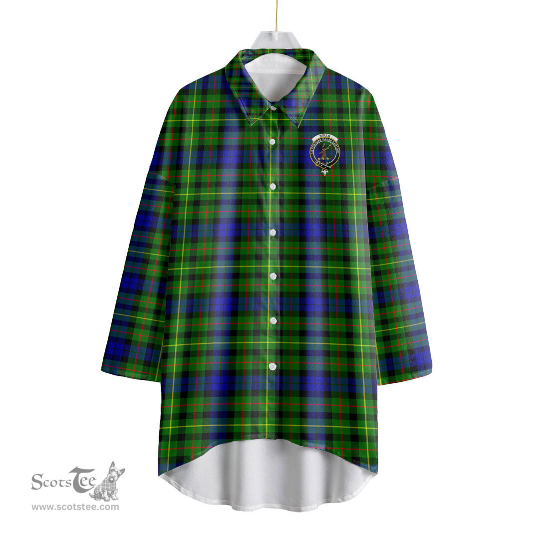 ScotsTee Shop Scottish Rollo Modern Clan Crest Tartan Womens Elbow Sleeve Chiffon Shirt