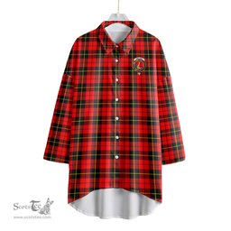 ScotsTee Shop Scottish Wallace Hunting Red Clan Crest Tartan Womens Elbow Sleeve Chiffon Shirt