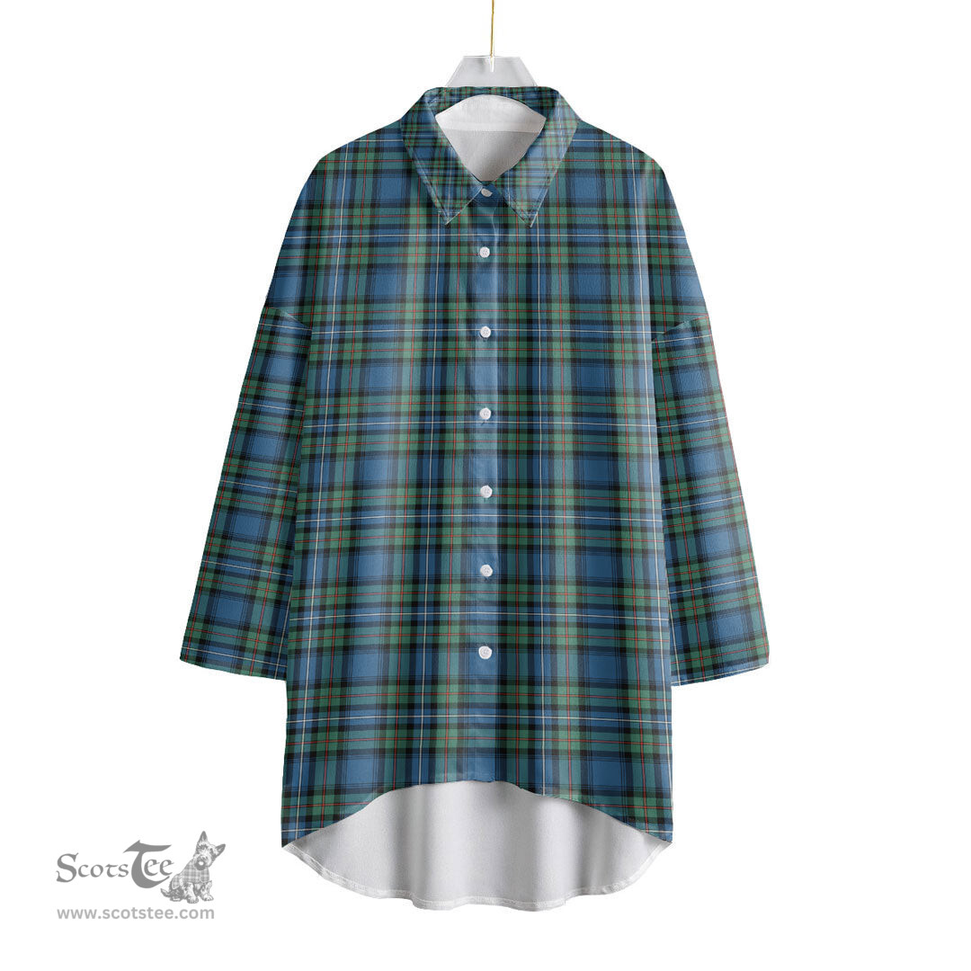 ScotsTee Shop Scottish Robertson Hunting Ancient Clan Tartan Womens Elbow Sleeve Chiffon Shirt