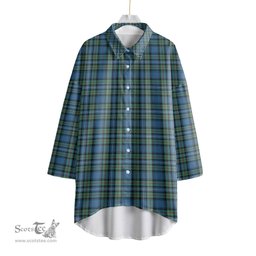 ScotsTee Shop Scottish Robertson Hunting Ancient Clan Tartan Womens Elbow Sleeve Chiffon Shirt