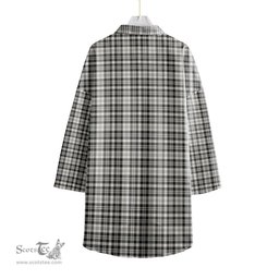 ScotsTee Shop Scottish Scott Black White Ancient Clan Tartan Womens Elbow Sleeve Chiffon Shirt
