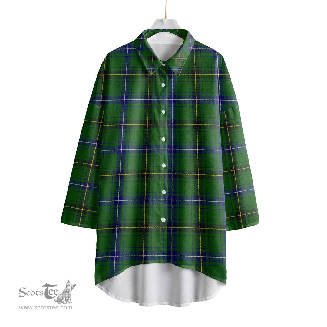 ScotsTee Shop Scottish Henderson Modern Clan Tartan Womens Elbow Sleeve Chiffon Shirt
