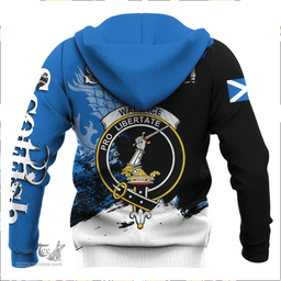 ScotsTee Shop Scottish Wallace Weathered Clan Crest Scottish Lion Brush Scotland Hoodie