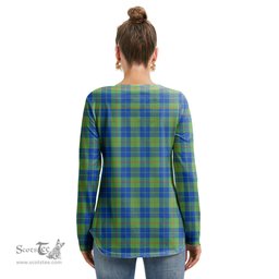 ScotsTee Shop Scottish Barclay Hunting Ancient Clan Tartan Womens V Neck Lace Up Criss Cross Sweatshirt