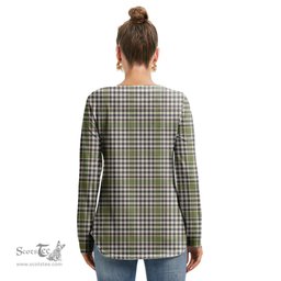 ScotsTee Shop Scottish Burns Check Clan Tartan Womens V Neck Lace Up Criss Cross Sweatshirt