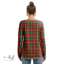ScotsTee Shop Scottish Boyd Modern Clan Tartan Womens V Neck Lace Up Criss Cross Sweatshirt