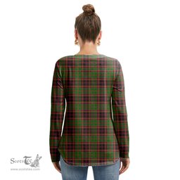 ScotsTee Shop Scottish Buchan Modern Clan Tartan Womens V Neck Lace Up Criss Cross Sweatshirt