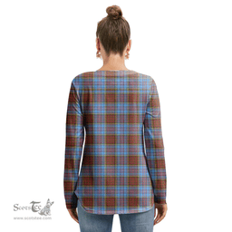 ScotsTee Shop Scottish Anderson Modern Clan Tartan Womens V Neck Lace Up Criss Cross Sweatshirt