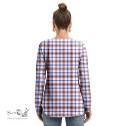 ScotsTee Shop Scottish Boswell Modern Clan Crest Tartan Womens V Neck Lace Up Criss Cross Sweatshirt