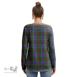 ScotsTee Shop Scottish Brodie Hunting Modern Clan Crest Tartan Womens V Neck Lace Up Criss Cross Sweatshirt