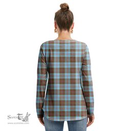 ScotsTee Shop Scottish Anderson Ancient Clan Tartan Womens V Neck Lace Up Criss Cross Sweatshirt