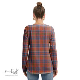 ScotsTee Shop Scottish Cameron of Lochiel Ancient Clan Tartan Womens V Neck Lace Up Criss Cross Sweatshirt