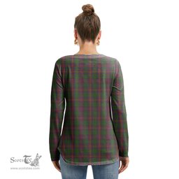 ScotsTee Shop Scottish Cairns Clan Tartan Womens V Neck Lace Up Criss Cross Sweatshirt