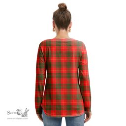 ScotsTee Shop Scottish Cameron Modern Clan Crest Tartan Womens V Neck Lace Up Criss Cross Sweatshirt