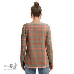 ScotsTee Shop Scottish Bruce Ancient Clan Tartan Womens V Neck Lace Up Criss Cross Sweatshirt