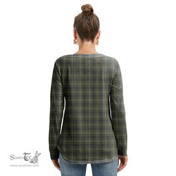 ScotsTee Shop Scottish Davidson Tulloch Dress Clan Crest Tartan Womens V Neck Lace Up Criss Cross Sweatshirt