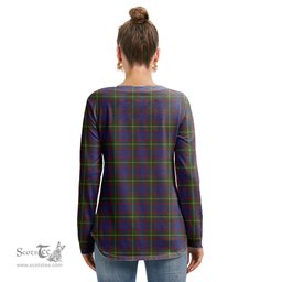 ScotsTee Shop Scottish Durie Clan Tartan Womens V Neck Lace Up Criss Cross Sweatshirt