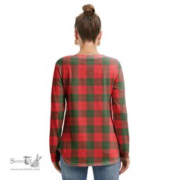 ScotsTee Shop Scottish Erskine Modern Clan Tartan Womens V Neck Lace Up Criss Cross Sweatshirt