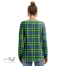 ScotsTee Shop Scottish Campbell of Breadalbane Ancient Clan Crest Tartan Womens V Neck Lace Up Criss Cross Sweatshirt