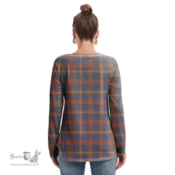 ScotsTee Shop Scottish Fraser Hunting Modern Clan Tartan Womens V Neck Lace Up Criss Cross Sweatshirt