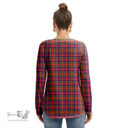 ScotsTee Shop Scottish Gow Modern Clan Tartan Womens V Neck Lace Up Criss Cross Sweatshirt
