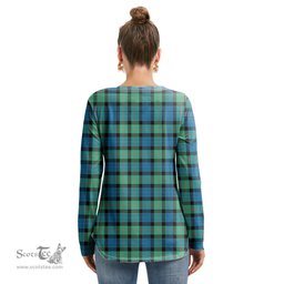 ScotsTee Shop Scottish Gunn Ancient Clan Tartan Womens V Neck Lace Up Criss Cross Sweatshirt